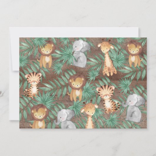 Invitation Conduite Rustique Par Jungle Animaux Filles Baby s (Dos)