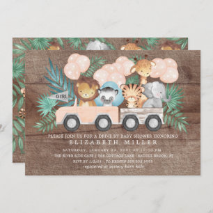 Invitation Conduite Rustique Par Jungle Animaux Filles Baby s
