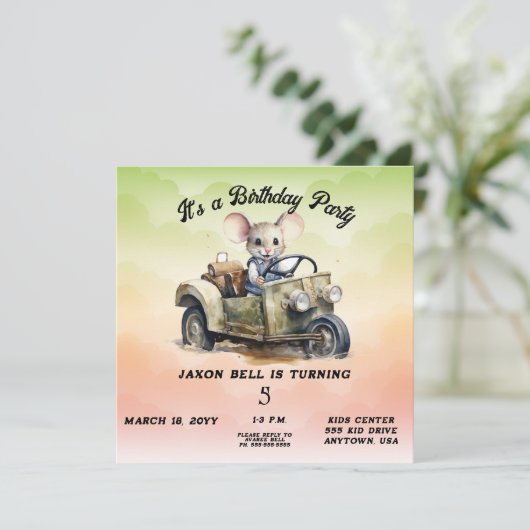 Invitation Conduite Souris Garçon 5 ans Anniversaire (Debout devant)