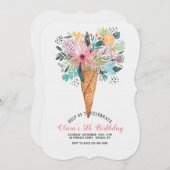 Invitation Cône avec l'invitation de fleurs (Devant / Derrière)