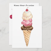 Invitation Cône de crème glacée (Devant / Derrière)
