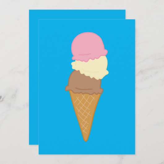 Invitation Cône de crème glacée triple Scoop (Devant / Derrière)