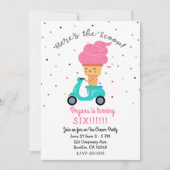 Invitation Cône de fraise mignon, glace d'été pour une fête (Devant)
