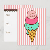 Invitation Cône de Glace (Devant / Derrière)