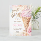 Invitation Cône de glace à l'aquarelle florale de crème glacé (Debout devant)