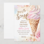 Invitation Cône de glace à l'aquarelle florale de glace (Devant / Derrière)