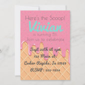 Invitation Cône de glace amusant avec pépites (Devant)