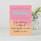 Invitation Cône de glace amusant avec pépites (Debout devant)