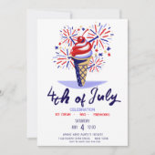 Invitation Cône de glace aux feux d'artifice Fête de barbecue (Devant)