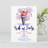 Invitation Cône de glace aux feux d'artifice Fête de barbecue (Debout devant)