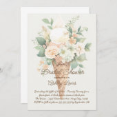 Invitation Cône de glace aux fleurs boho, glace Greenery (Devant / Derrière)