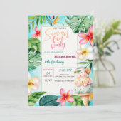 Invitation Cône de glace Fleurs d'été Fête d'anniversaire (Debout devant)