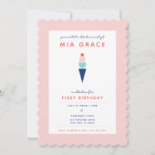 Invitation Cône de Glace Moderne Rose et Bleu (Devant)