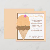 Invitation Cône de glace orange (Devant / Derrière)