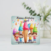 Invitation Cône de Glace Personnalisée (Debout devant)