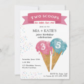 Invitation Cône de glace pour fête d'anniversaire double conj (Devant)