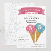 Invitation Cône de glace pour fête d'anniversaire double conj (Devant / Derrière)