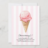 Invitation Cône de glace rose Anniversaire | Été modifiable (Devant)