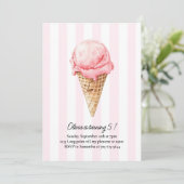 Invitation Cône de glace rose Anniversaire | Été modifiable (Debout devant)