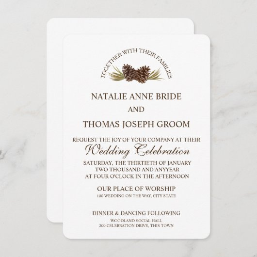 Invitation Cône de pin classique (Devant / Derrière)