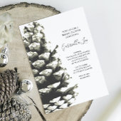 Invitation Cône de pin naturel sur Fête des mariées de bois b