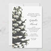 Invitation Cône de pin naturel sur une terrasse blanche pour  (Devant)