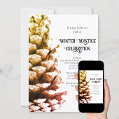 Invitation Cône de pin rustique sur le Solstice d'hiver des b