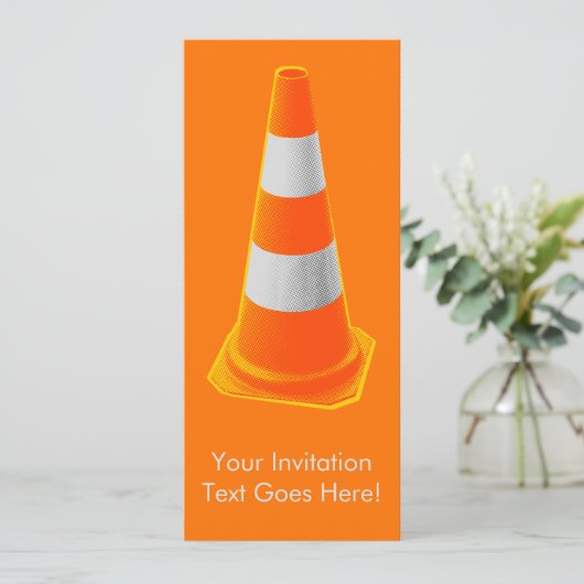 Invitation Cône de trafic avec rayures grises (Debout devant)