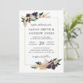 Invitation Cône, fougère et verdure rustiques de pin (Debout devant)