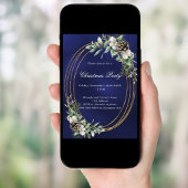 Invitation Cone pin verdure or cadre bleu Noël fête