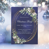 Invitation Cone pin verdure or cadre bleu Noël fête