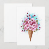 Invitation Cône rose Sakura crème glacée gaufre (Devant / Derrière)