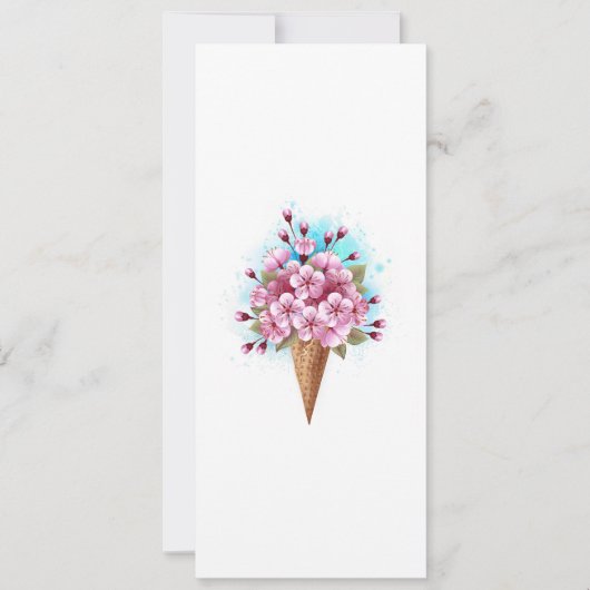Invitation Cône rose Sakura crème glacée gaufre (Devant)