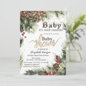 Invitation Cônes de Pin, Branches d'Arbre Baby Shower (Debout devant)