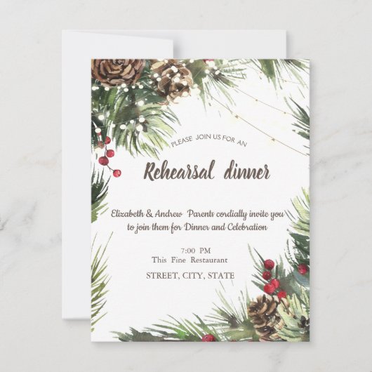 Invitation Cônes de pin, Branches d'arbre de pin (Devant)