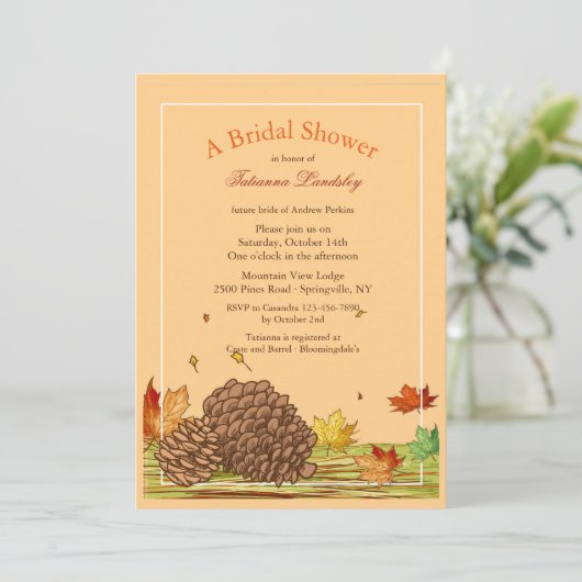 Invitation Cônes de pin d'automne (Debout devant)