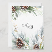 Invitation Cônes de pin de mariage d'hiver Neige Branches de (Dos)