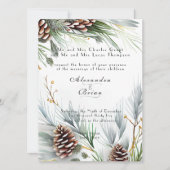Invitation Cônes de pin de mariage d'hiver Neige Branches de (Devant)