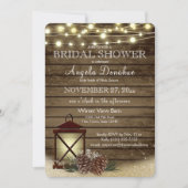 Invitation Cônes de pin et Fête des mariées de lanterne rusti (Devant)