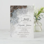 Invitation Cônes de pin, flocons de neige Baby Shower (Debout devant)