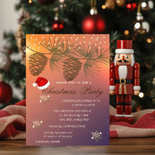 Invitation Cônes de pin, Flocons de neige Entreprise de Noël