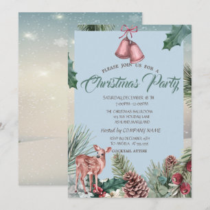 Invitation Cônes de pin Holly Berry, Fête de Noël de la compa