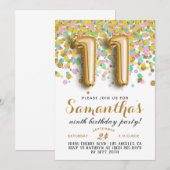 Invitation Confetti 11e anniversaire (Devant / Derrière)