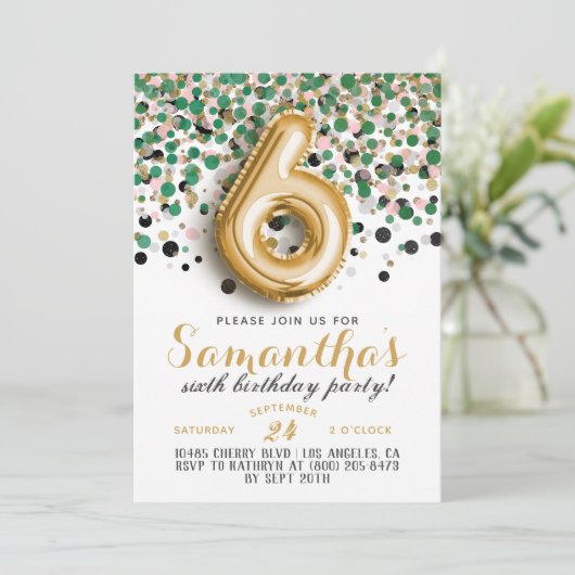 Invitation Confetti 6e anniversaire (Debout devant)