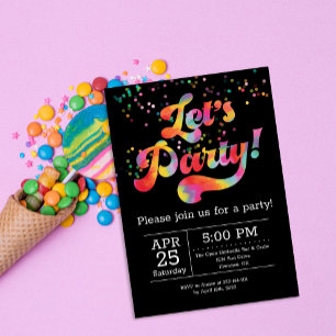 Invitation Confetti Arc-en-Ciel Vibrant Faisons la