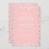 Invitation Confetti Argent Rose Moderne et élégant mariage (Devant / Derrière)