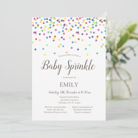 Invitation Confetti Baby Sprinkle - Baby shower (Debout devant)