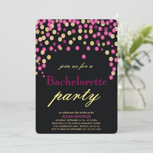 Invitation Confetti Bachelorette Faux Parties scintillant Ros (Debout devant)