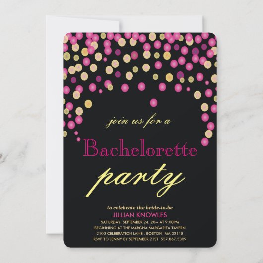 Invitation Confetti Bachelorette Faux Parties scintillant Ros (Dos)
