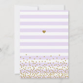 Invitation Confetti Bébé Fille Lavande Rayure Dorée Sprinkle (Dos)